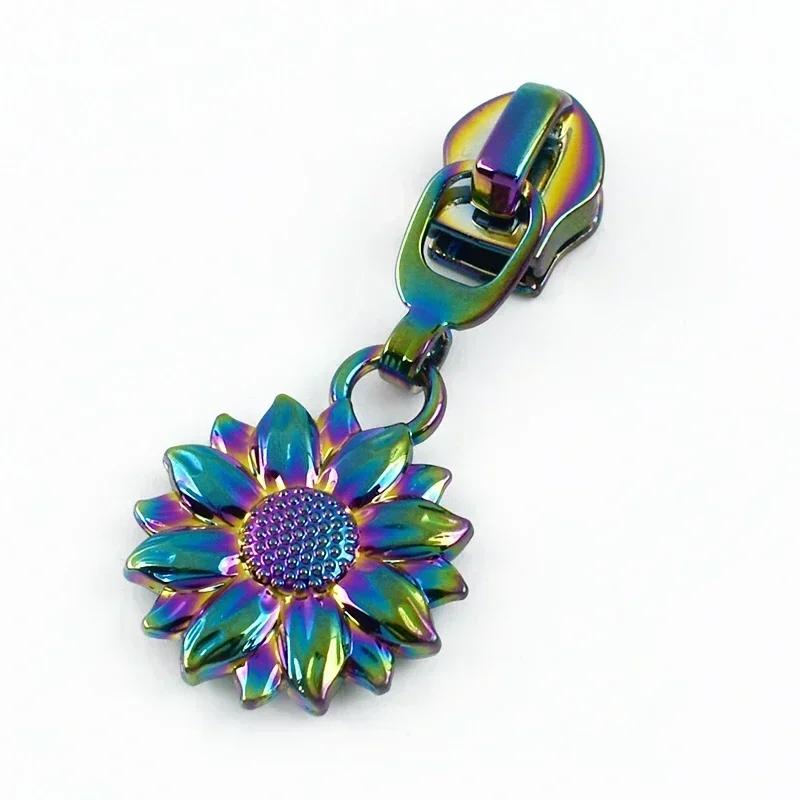 5/10/30Pcs 5# Zipper Puller for Nylon Zip Clothes Bags Decor Zips Slider Handle Sunflower Zippers Head Repair Sewing Supplies