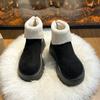 Women's thick soled plus size thickened winter warm fur one snow boots padded lining ankle boots non-slip hiking sports cotton boots