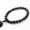 Eizen Nenjuya Men's Onyx Prayer Beads with Silk Tassel, 22 Beads, Nishijin Brocade, and Gold Brocade Bag, Perfect for Funerals, Wakes, and Informal