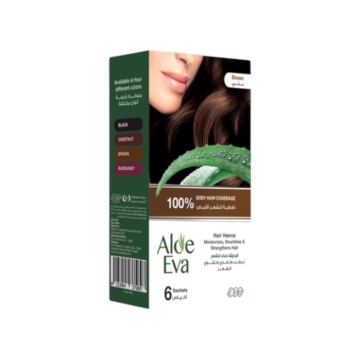 

Хна для волосся Алое Єва фарба для волосся Чорний / Коричневий кольори | Збільшує густоту, товщину та блиск волосся 6 sachets x 10 g Brown коричневий