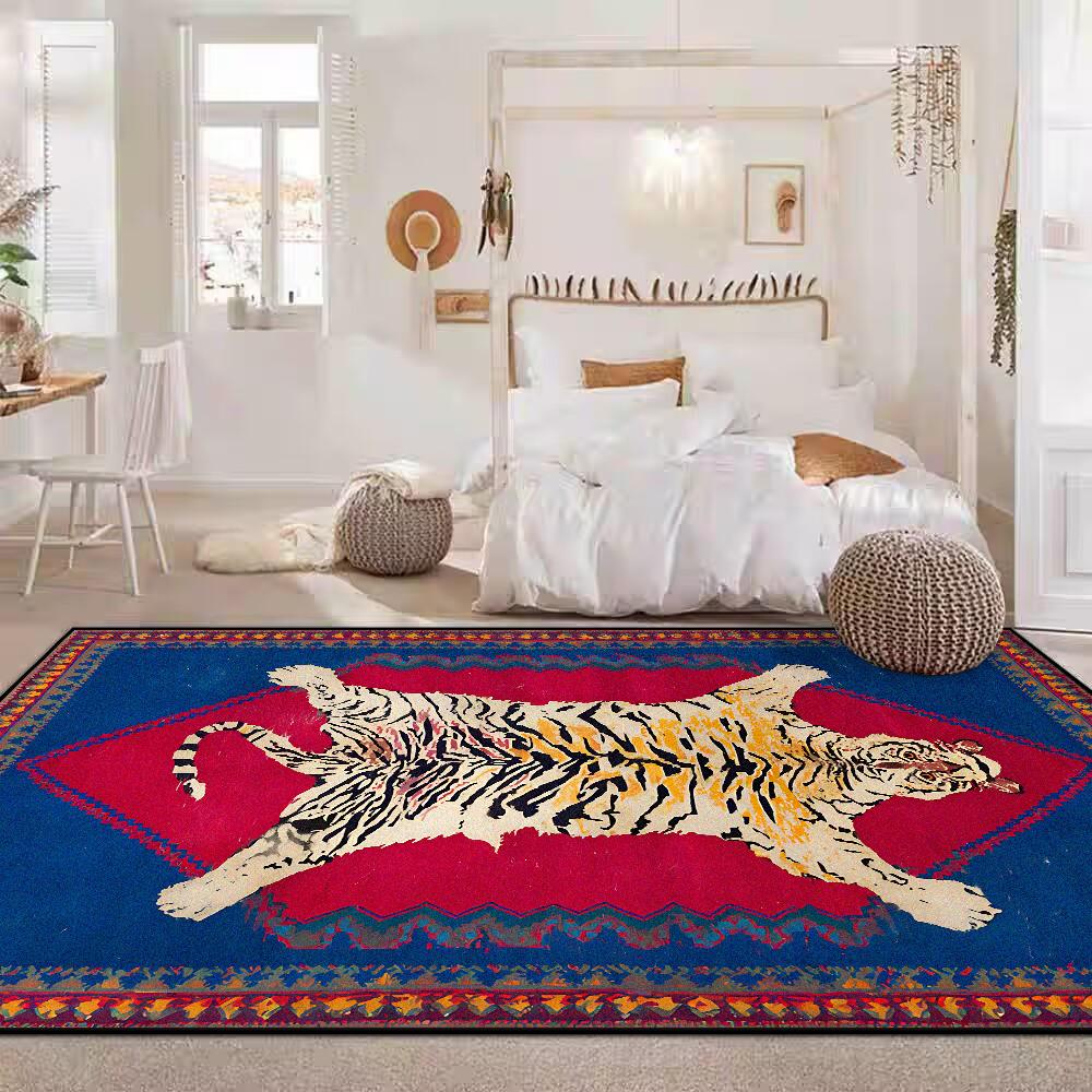 Tappeto Retro Lusso Leggero Morbido Antiscivolo Grande per Soggiorno Facile da Pulire Tappetino per Tavolino Divano Fantasia Tigre Carino Decorazione Tappeto per Camera dei Bambini