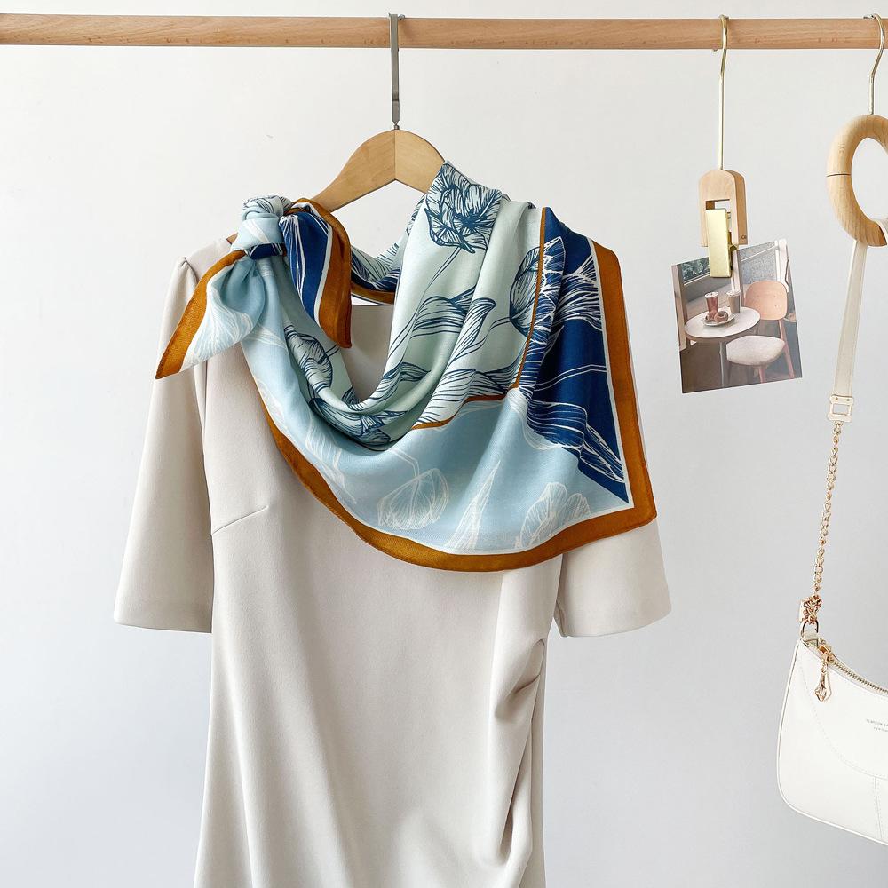 Wiosenno-letni satynowy długi szalik dla kobiet, szal z filtrem przeciwsłonecznym, modna scena piękna, satynowy długi szalik, uniwersalny szalik podróżny