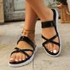 Fashion Summer New Sandals Fashion Round Head Open Toe Cross Thin with Soft Soles Anti-slip Wear-resistant Flat Shoes