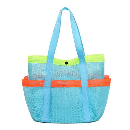 File Plaj Çantası File Duş Saklama Çantası Büyük Kapasiteli Tote Plaj Çantası Tuvalet Malzemeleri Havlular Seyahat Spor Salonu Kamp için Düzenleyici