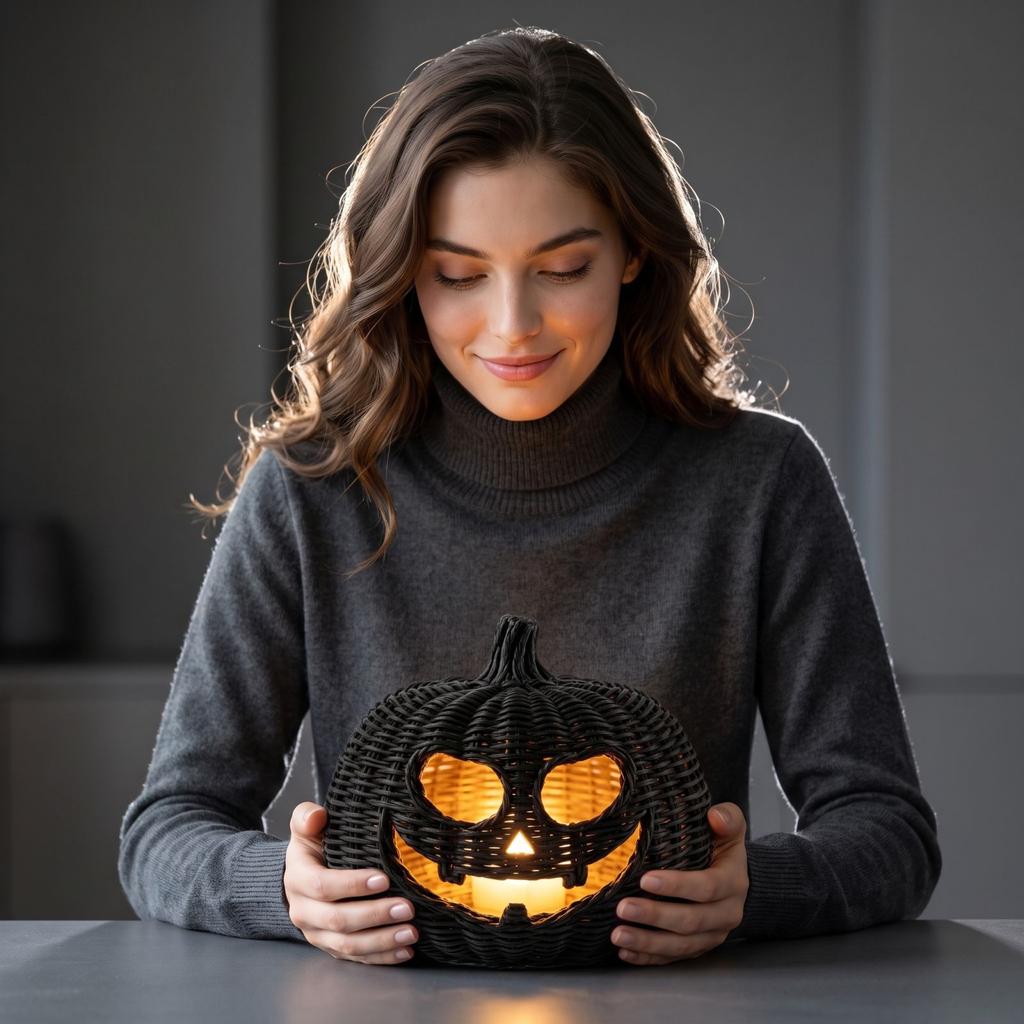 Woven Halloween Pumpkin Tabletop Decoration for Fall Home Decor