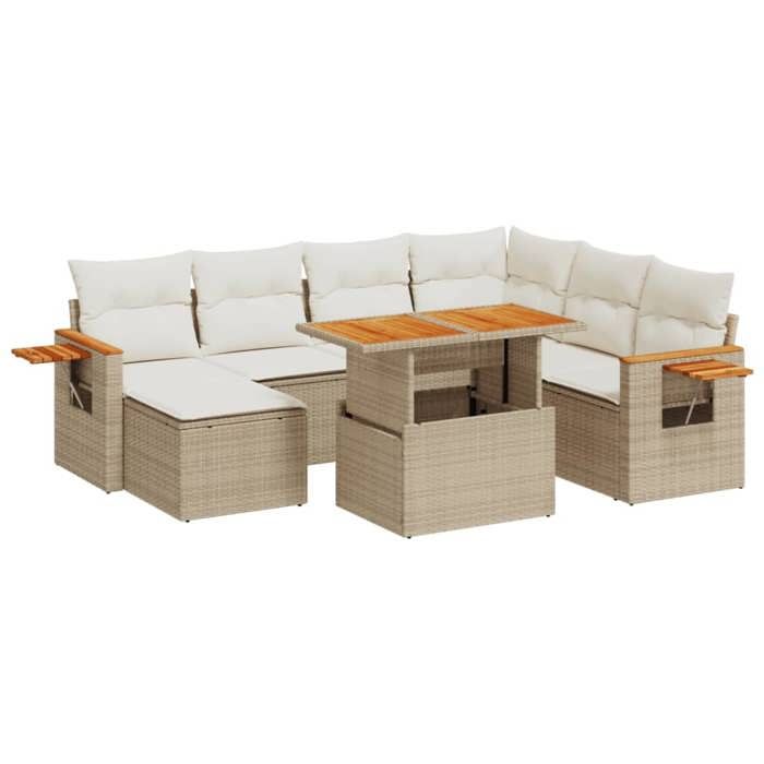 VidaXL Garden Lounge Set with Cushions 8 Pcs, Patio Sofas, Patio Furniture Set, Outdoor Furniture, Beige 3273634