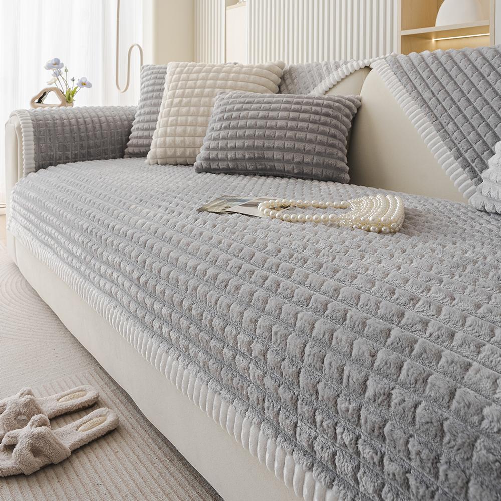 

1 шт. однотонная квадратная решетчатая плюшевая противоскользящая диванная подушка, можно использовать как напольную подушку, прикроватную подушку, зимний новый стиль 70x70cm светло-серый