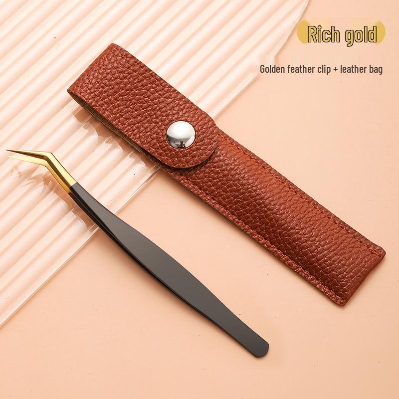 Stainless Steel Black Gold Feather Dolphin Tweezers for Beauty and Manicure