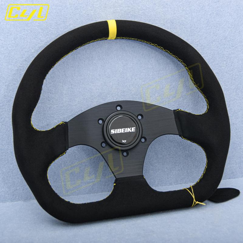 JDM D Shape Racing Suede Leather Steering Wheel Universal Modified Car Sports Drifting Steering Wheel