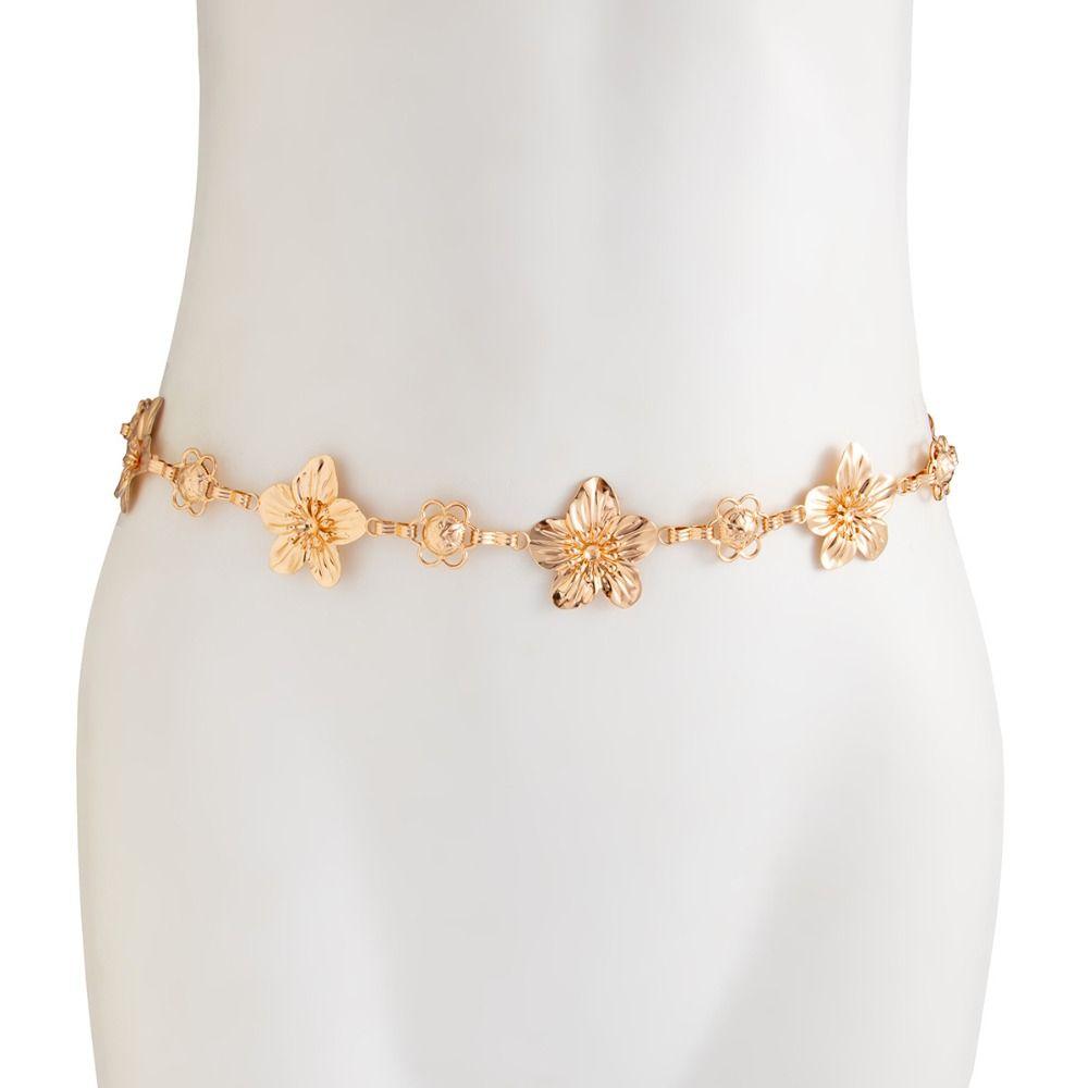 Ethnic Style Body Chain Alloy Belly Chain Fashion Flower Waist Chain  Women