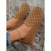 Scarpe Comode Traspiranti a Maglia Lavorata a Maglia con Punta Tonda Piatte Slip-on