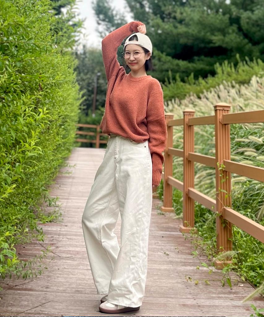 BLOND9 Crew Neck Rib Knit Sweater_Melange Orange (Type A)