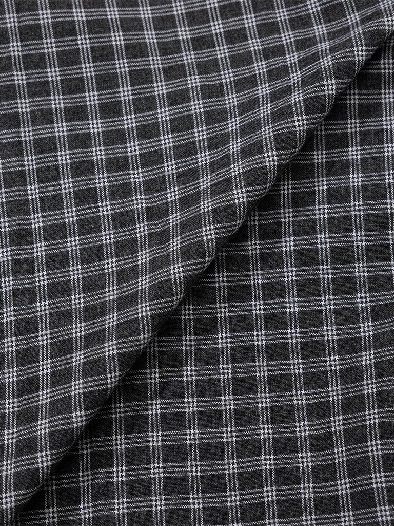 Eogeulliswedou Button Check Frill Blouse (Charcoal)