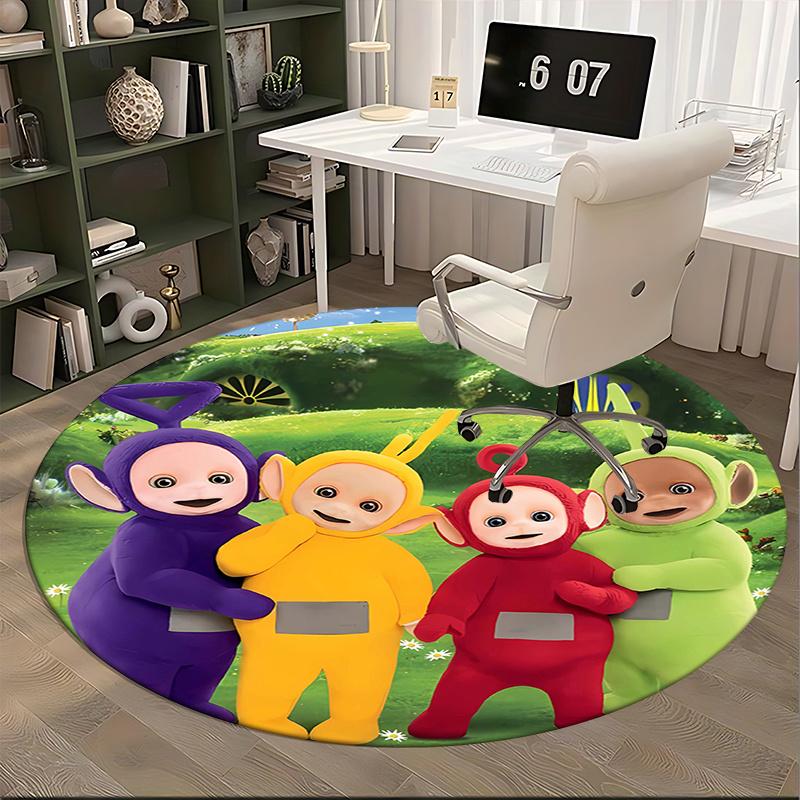 Teletubbies,Tinky Winky Chair Mat Round Rug Office Carpet, Machine Washable, Non Slip, Suitable for Living Rooms, Bedrooms