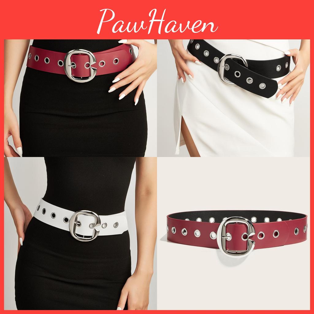 Color Fashion Solid Large Metal Buckle Decoration Women Casual Belt Wide
