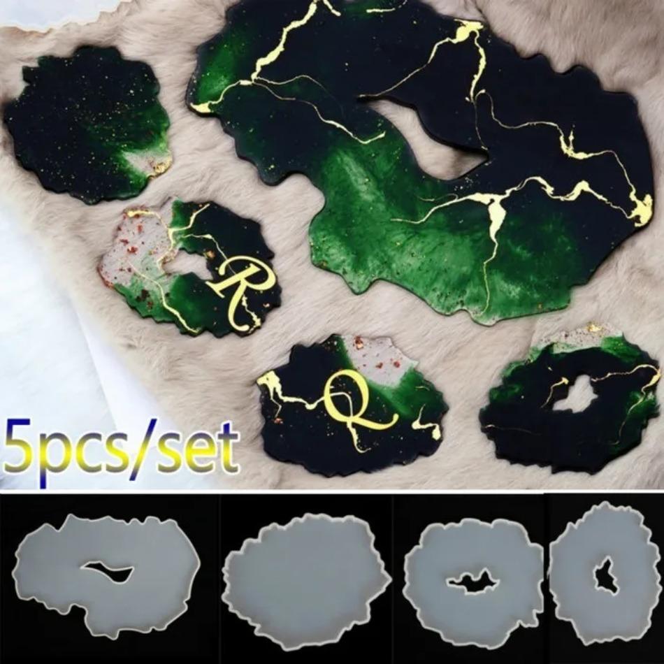 5pcs/set Silicone Molds Coaster Resin Casting Mold Silicone Jewelry Making Epoxy Mould Craft Tool DIY Coasters Mould