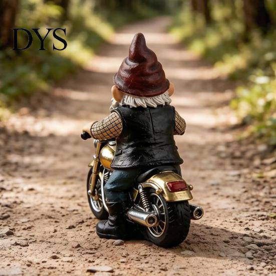 Gnome Themed Decor Riding Retro Motorcycle Figurine, Motorbike Dwarf Resin Statue Decorative Figurine Sculpture, Ornament for Home Office Desk