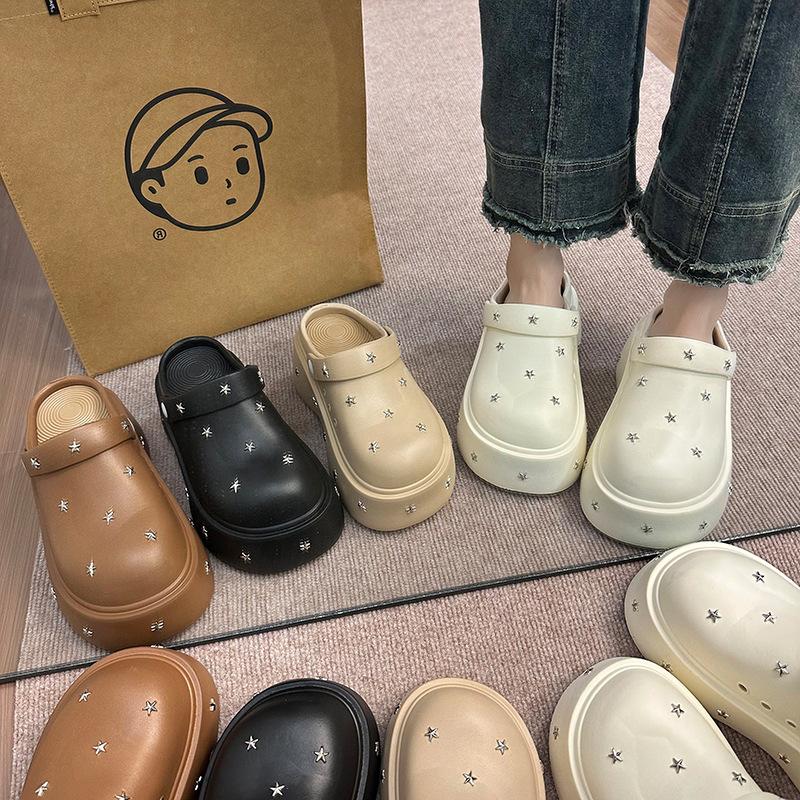 New thick-soled bag head cool slippers for women to wear summer fashion eva heightening hole shoes