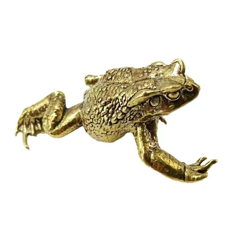

Фигурки жаб из латуни, миниатюры, чайный питомец, настольная игрушка, украшение, ремесленные аксессуары, статуэтки животных из меди на удачу