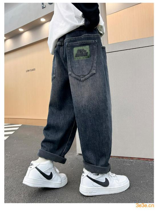 Boys' Plush Lined Jeans - 2025 Autumn/Winter Casual Fashion for Middle and Older Children