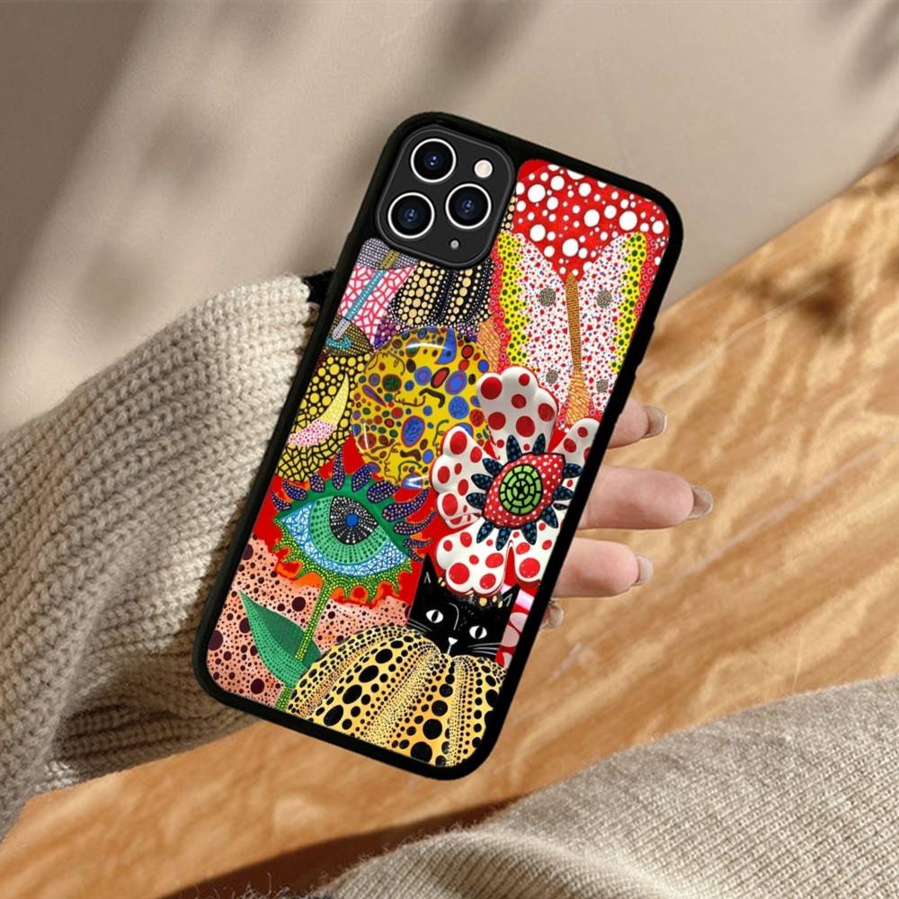 Popular Art Y-Yayoi KusamaS Phone Case Wireless Charging PC+TPU For iPhone 11 12 13 14 15 16 17 Pro Max Plus case