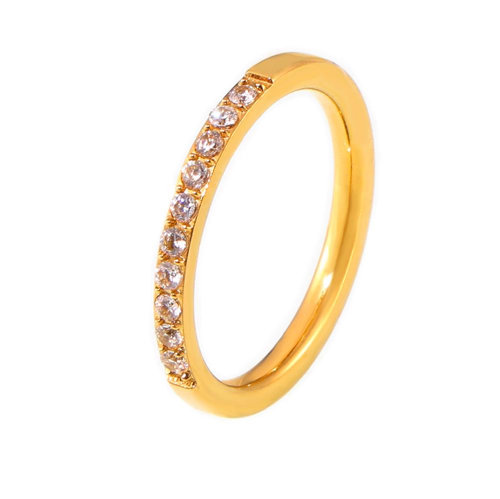 18K Gold Plated Titanium Steel Geometric Zircon Ring - European & American Style