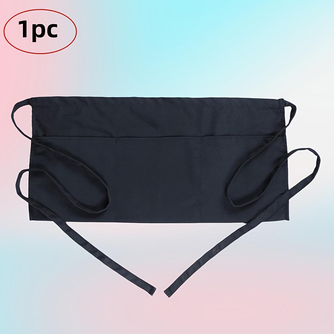 Waist Skirt with Three Pockets, Black Short Apron for Servers, Half Cut Short Apron чёрный