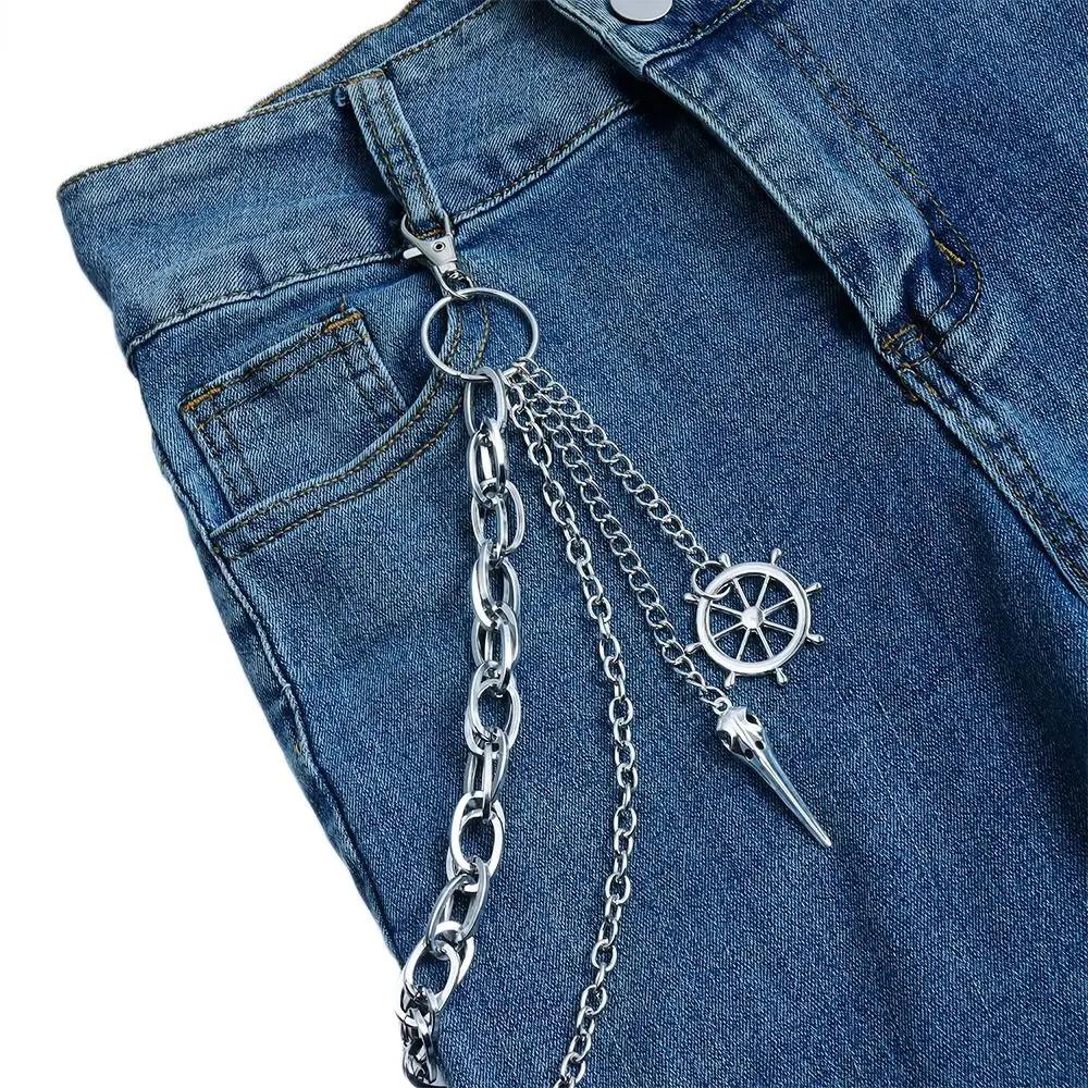 Modischer Metallanhänger Hosenkette Punk Rock HipHop Taillenkette Y2K Jeans Hosen Schmuck Zubehör für Männer Frauen