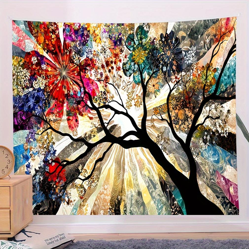 Buntes florales Baum-Wandteppich Lebendiges Wandbehang für Schlafzimmer- und Wohnzimmer-Dekoration Ideales Geschenk für Kunstliebhaber