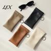 Lightweight Eyeglass Bag Portable Faux Leather Sunglasses with Hook for Women, Compact Organizer Soft Pouch Eyewear Lipstick And Small Cosmetics, Self