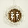 Cotton Thread Wooden Bathroom Sign Rustic Restroom Door Men Women Hanging Sign Restaurant Office