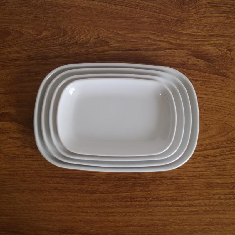 White Melamine Elongated Oval Serving Plates - 10 Pack