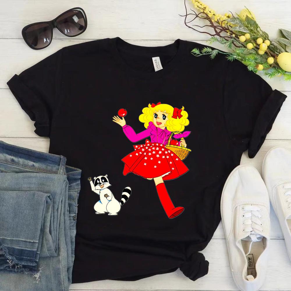 Anime Candy Candy T-shirt Clothes for Women Japanese Manga Short Sleeve Graphic Tee Y2k Kawaii Casual Tops Women's Sumer Clothes