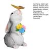 Outdoor Solar Rabbit Statue with LED Light Garden Waterproof Resin Butterfly Bunny Figurine Patio Yard Lawn Easter Decoration Ornament