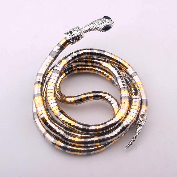 Fashion Punk Hip Hop Metal Adjust At Will Gold Color Snake Multi-Function Necklace for Women Holiday Party Jewelry