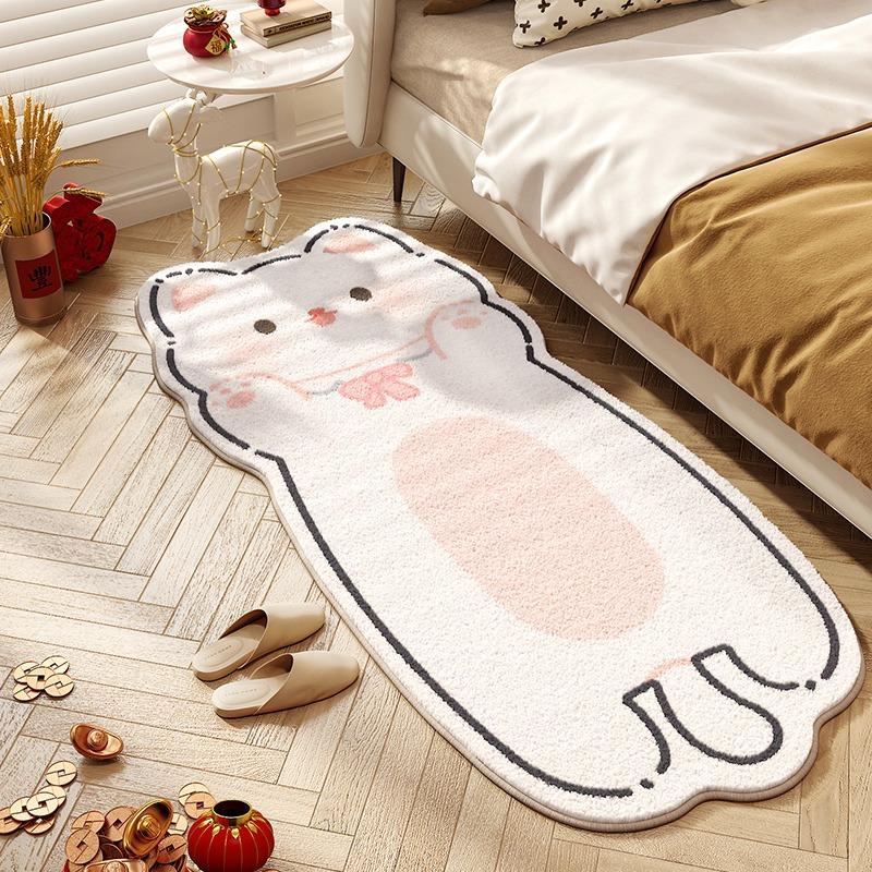 Cute Cat Carpet Bedroom Bedside Floor Mat Runner Rug Soft Fluffy Long Carpets Cartoon Animal Sweet Girl Home Decoration Rugs