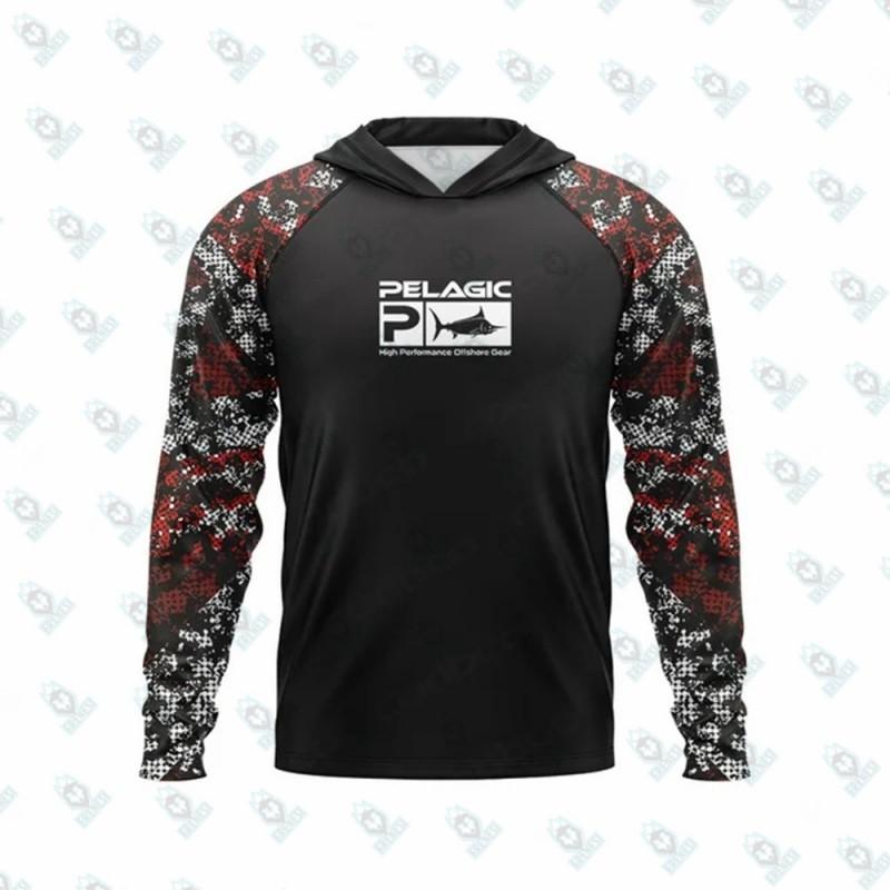 Mens Quick-Dry UV Protection Long Sleeve Hooded Fishing Shirt Outdoor Sports Cycling Running Hiking