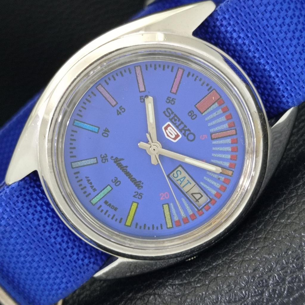 

VINTAGE SEIKO 5 AUTOMATIC 7019A JAPAN MENS BLUE COLOR DIAL WATCH a701469-5 R206b-a701469