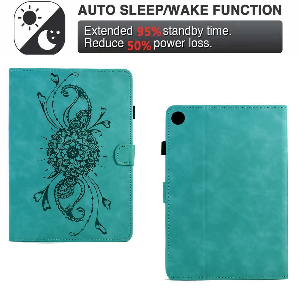For Samsung Galaxy Tab A9 Case Mandala Imprinted Leather Tablet Cover with Card Slots