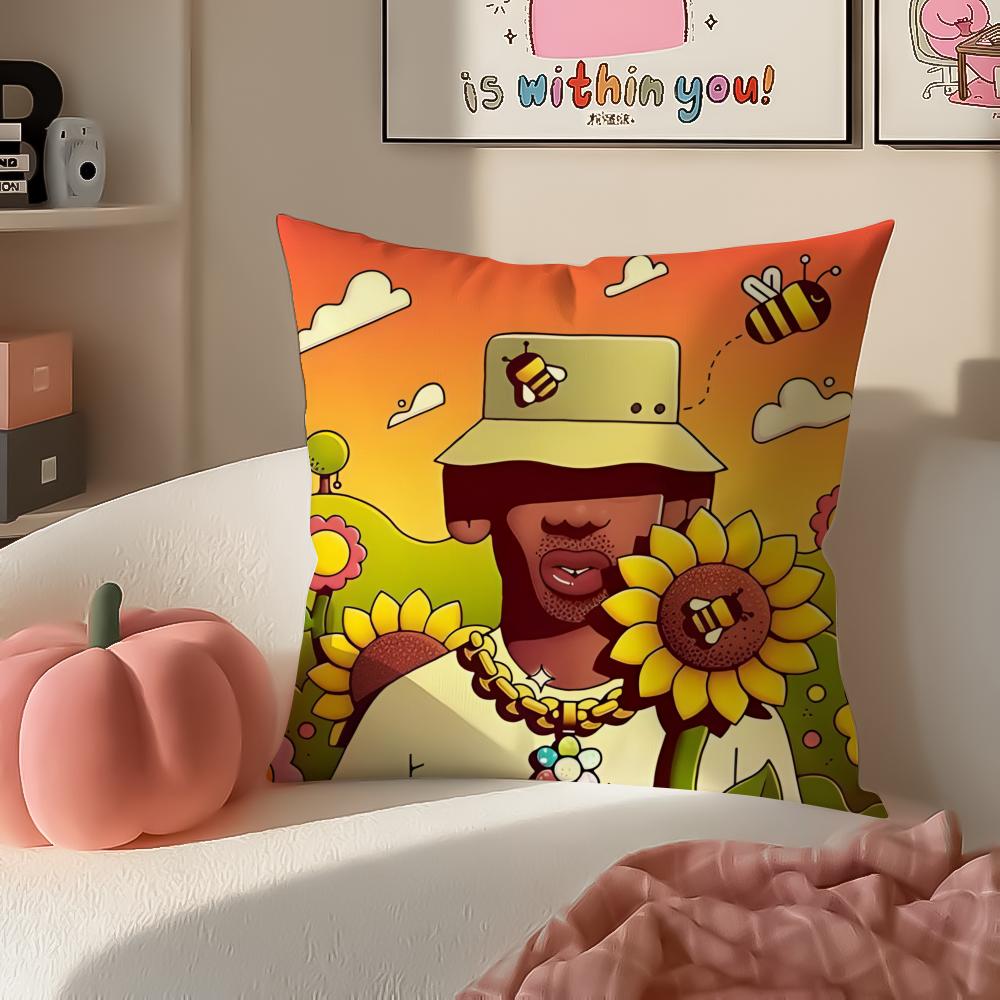 HipHop Artist TTyler The Creator Cushion Cover Pillowcase Short Plush Invisible zipper Room Sofa Cushion Cover