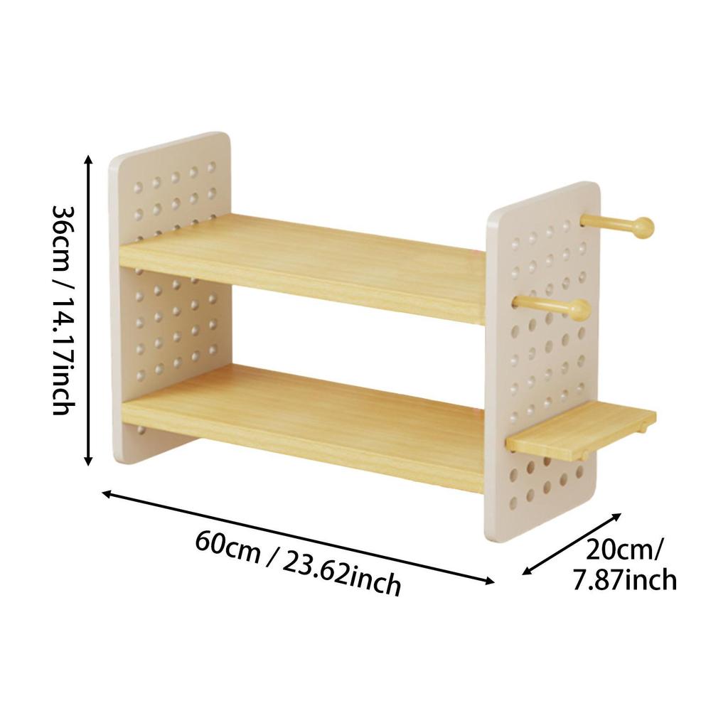 Desktop Organizer Shelf with Open Top Compartments Multi Layer Desktop Display Hole Board Bookcase for Home Office Dormitory