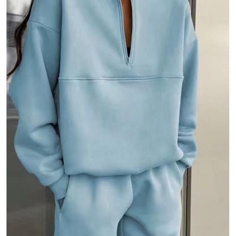 European-American Women's Thick Hoodie & Long Pants Two-Piece Set