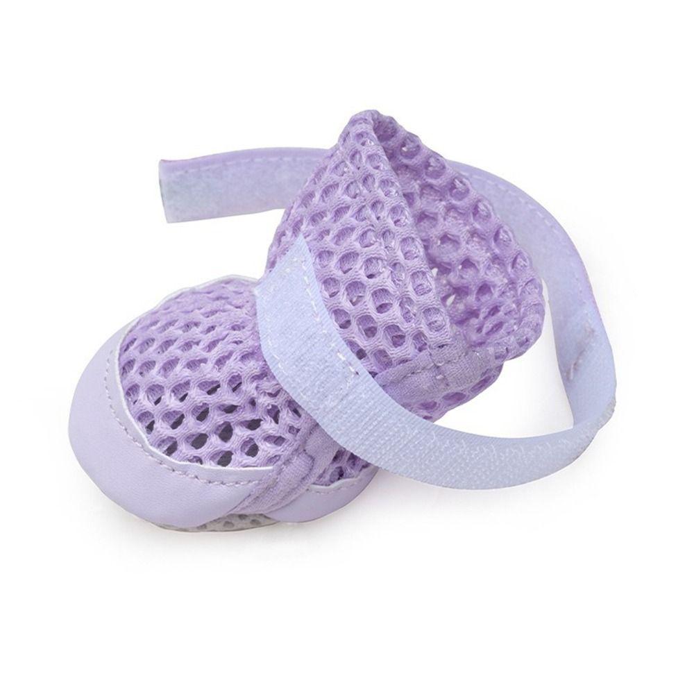 4Pcs Anti Slip Mesh Dog Shoes Soft Sole Dog Paw Protectors Fashion Pet Dog Sandals  Puppy