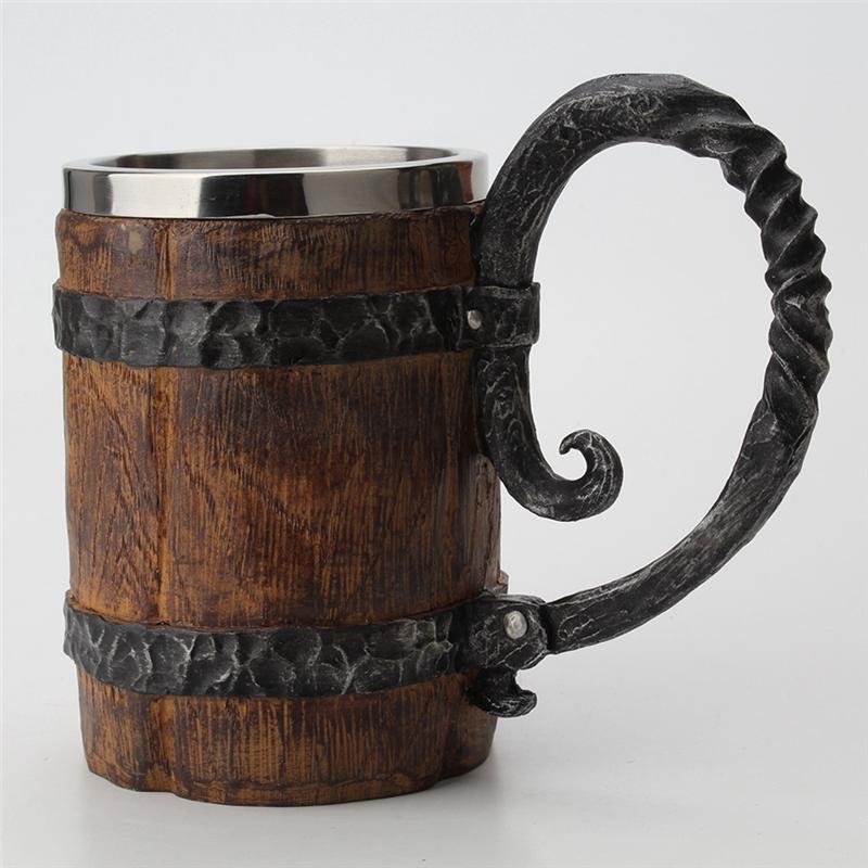 2026+ Drinking Mug Sealed Simulation Log Double Stainless Steel Mug Gift Home Cup Wood Color