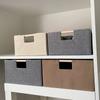 Sturdy Fabric Storage Bin With Reinforced Bottom Wooden Handles for Bedroom Office