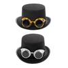 Funny Party Black Top Hat with Goggles Steampunk Victorian Bowler Jazz Cap for Adults Costume Party for Men Women Unisex