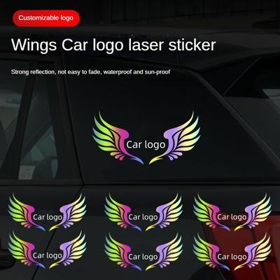 Car Sticker Wing Logo Colorful Laser Reflective Car Sticker Rear Body Cover Scratch Sticker Auto Parts