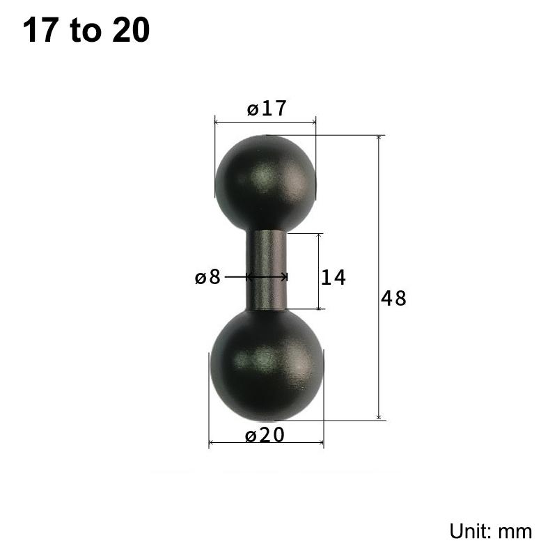 17Mm/20Mm/25Mm Aluminum Alloy Ball Head Double Ball Head Connecting Rod Motorcycle Camera Bracket Transfer Accessories