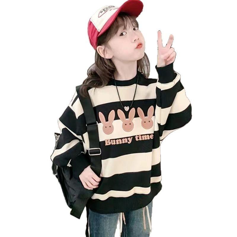 Girls Fleece Lined Sweatshirt Autumn Spring Long Sleeve Top For Big Kids Casual Warm Pullover