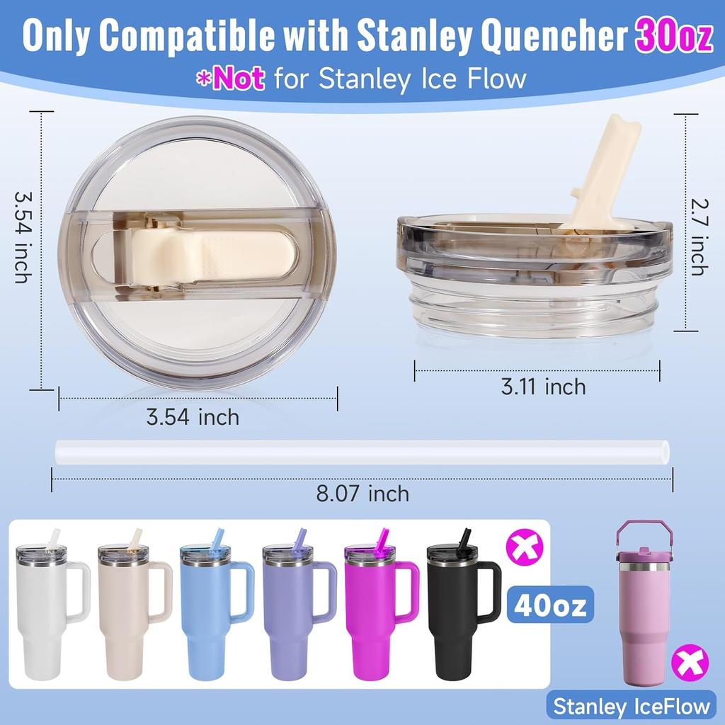 30oz Flip Straw Lid for Stanley 2.0 Tumbler Leak Proof Lid Replacement No Spill Cover for Stanley Cup Accessories